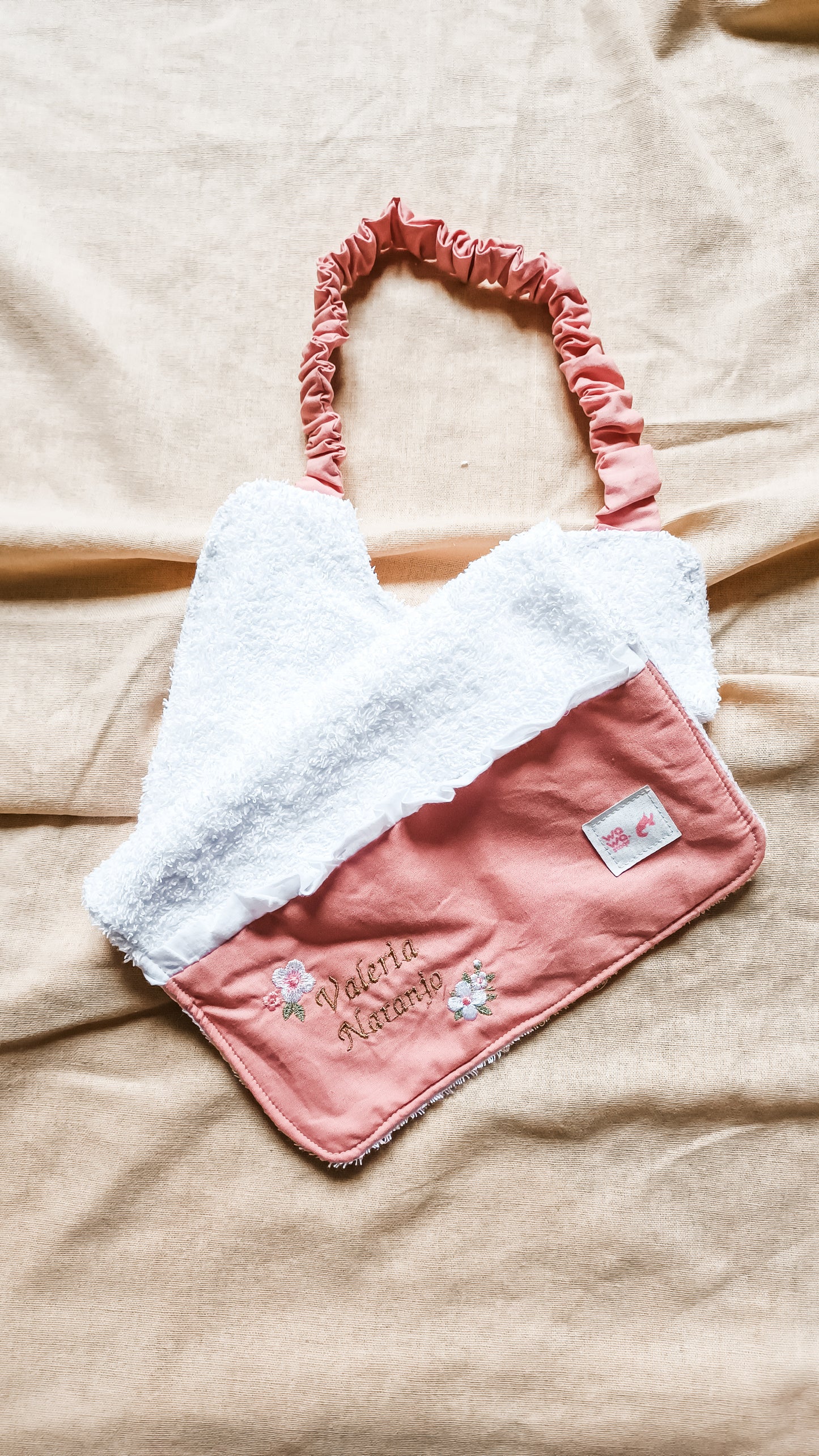 Conjunto bolsa toalla flores wawastage_ropa_para_bebe_guagua