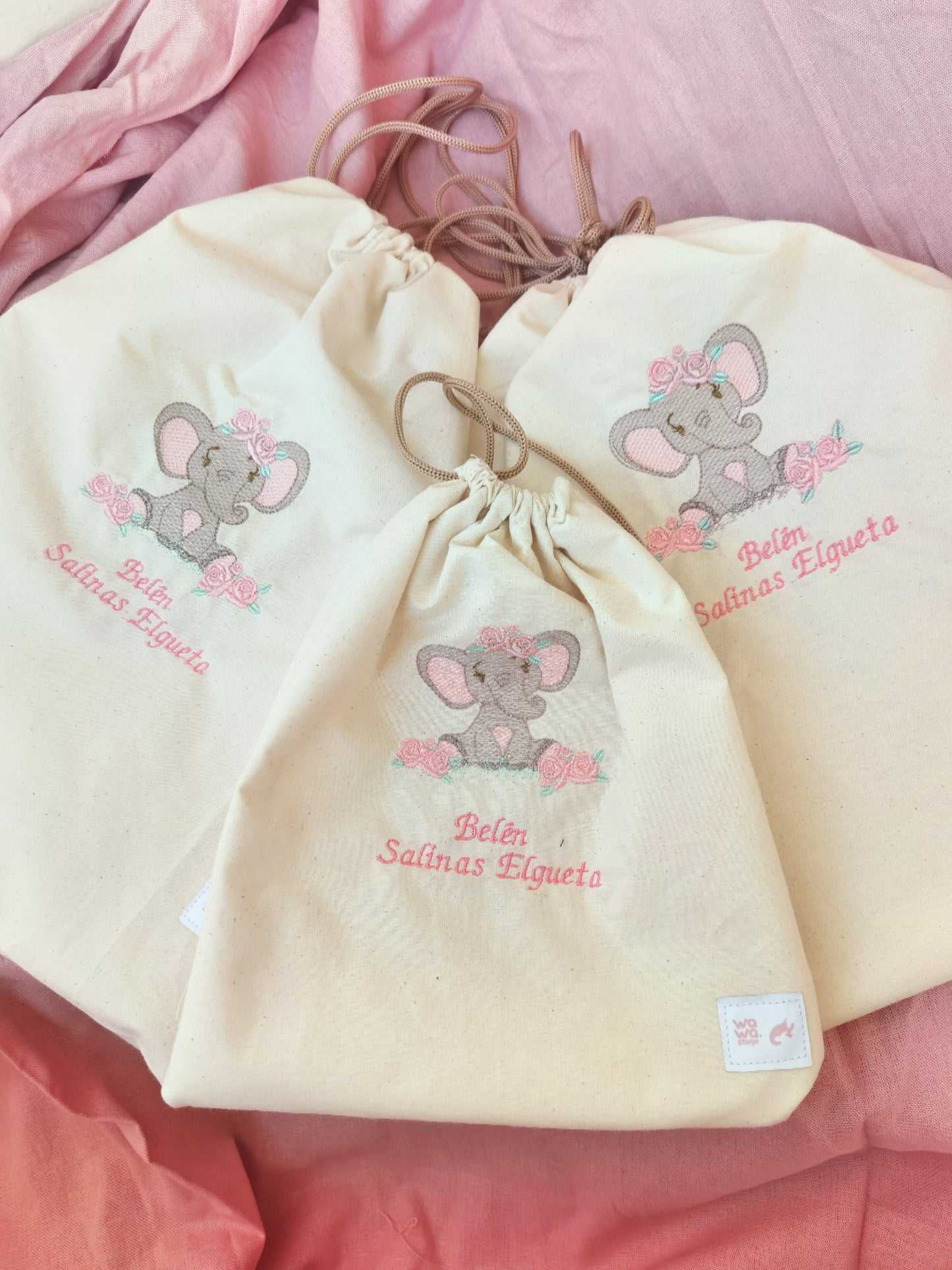 Bolsa Elefante y Flores🌸 wawastage_ropa_para_bebe_guagua