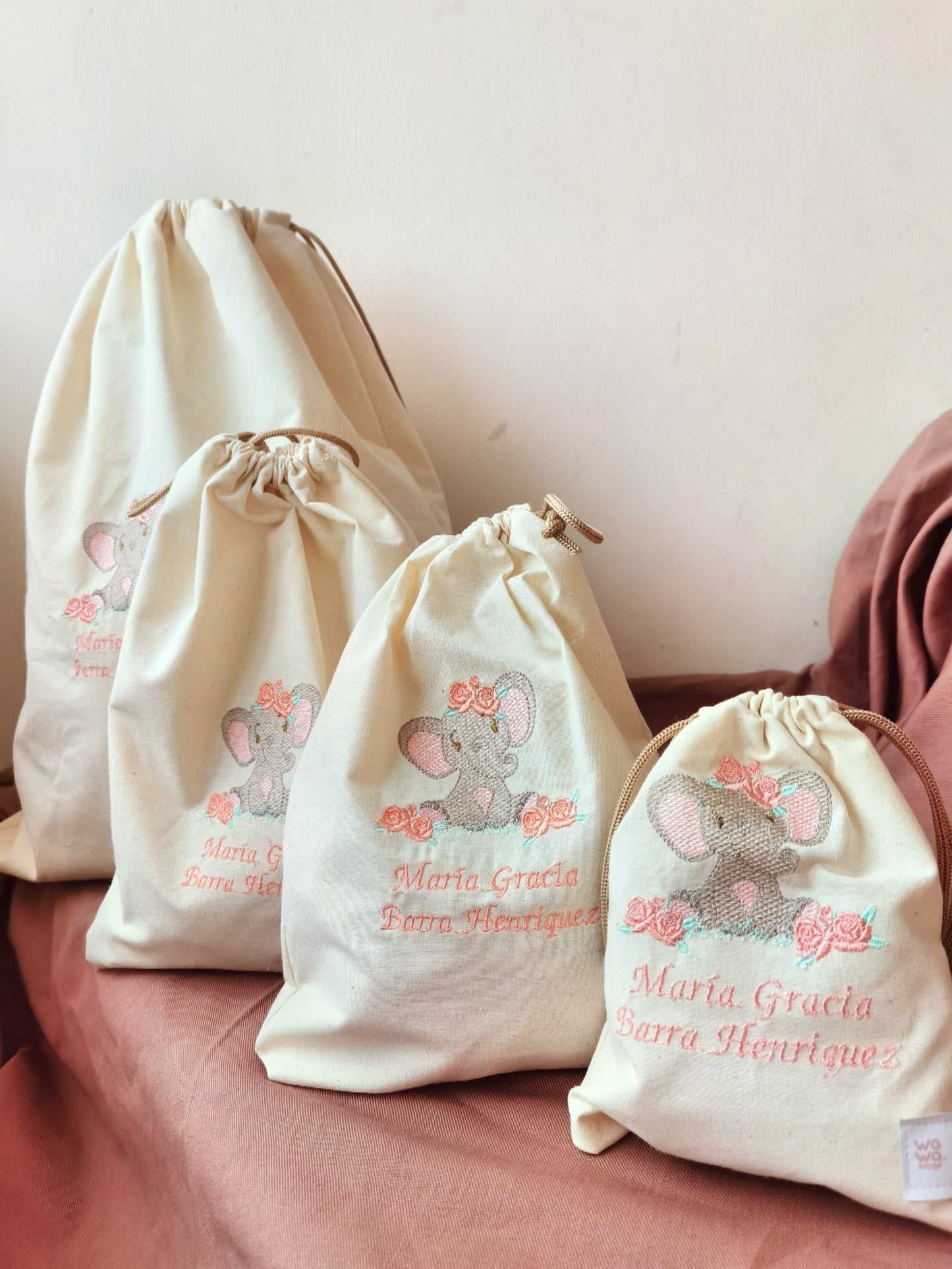 Bolsa Elefante y Flores🌸 wawastage_ropa_para_bebe_guagua