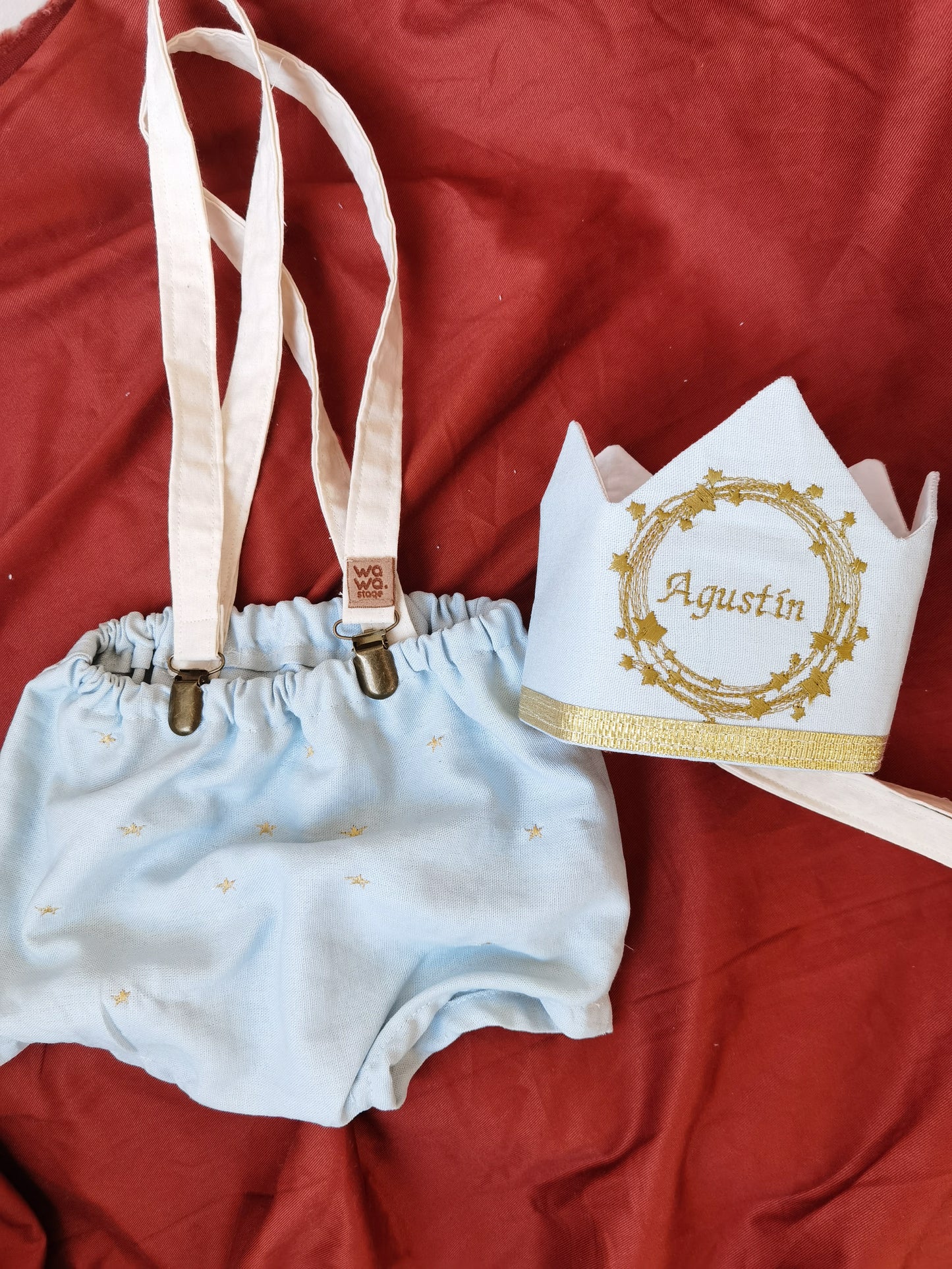 Conjunto coronita pants celeste ✨ wawastage_ropa_para_bebe_guagua