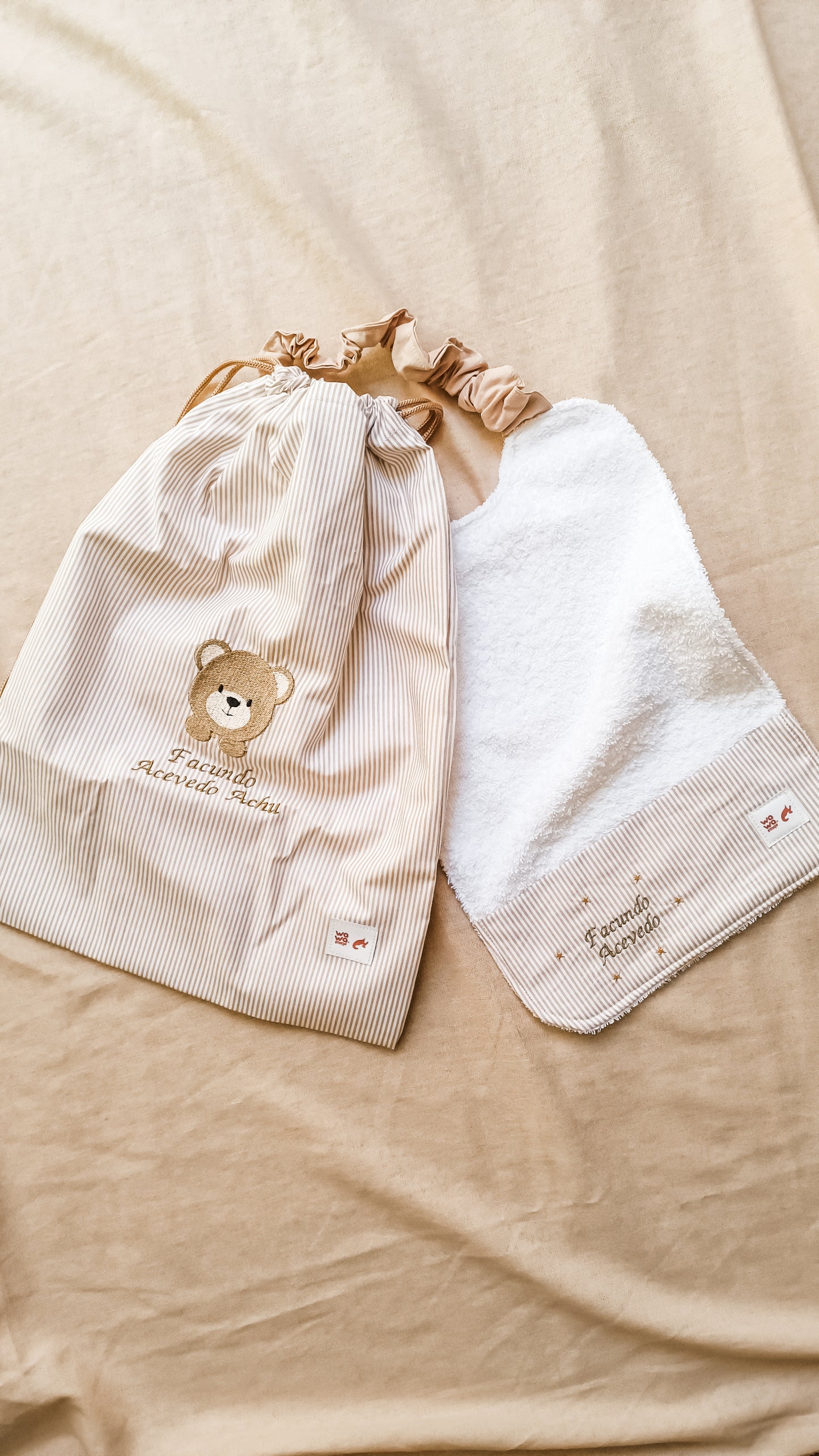 Conjunto bolsa toalla osito wawastage_ropa_para_bebe_guagua
