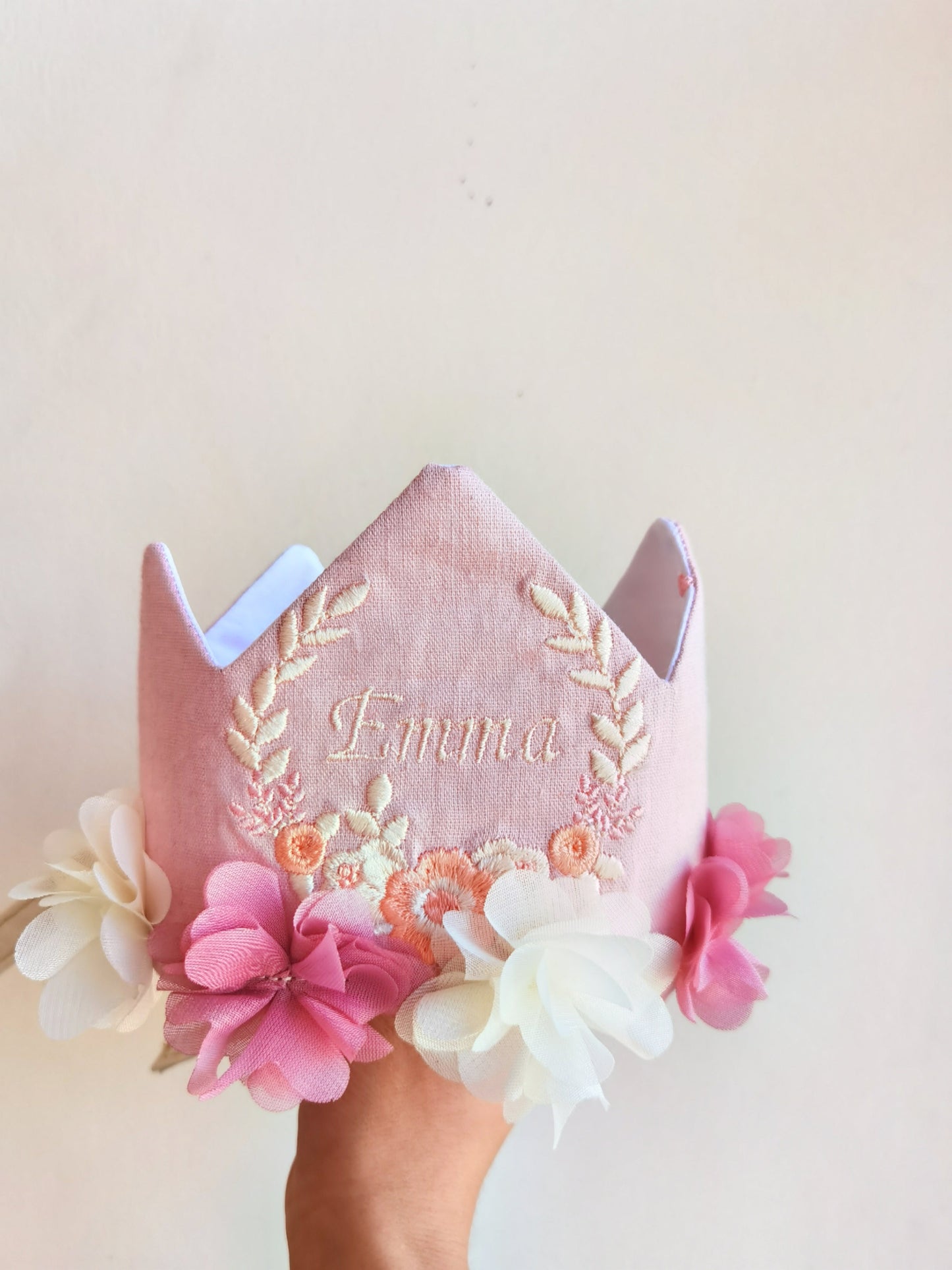 Corona frondosa rosa y beige wawastage_ropa_para_bebe_guagua