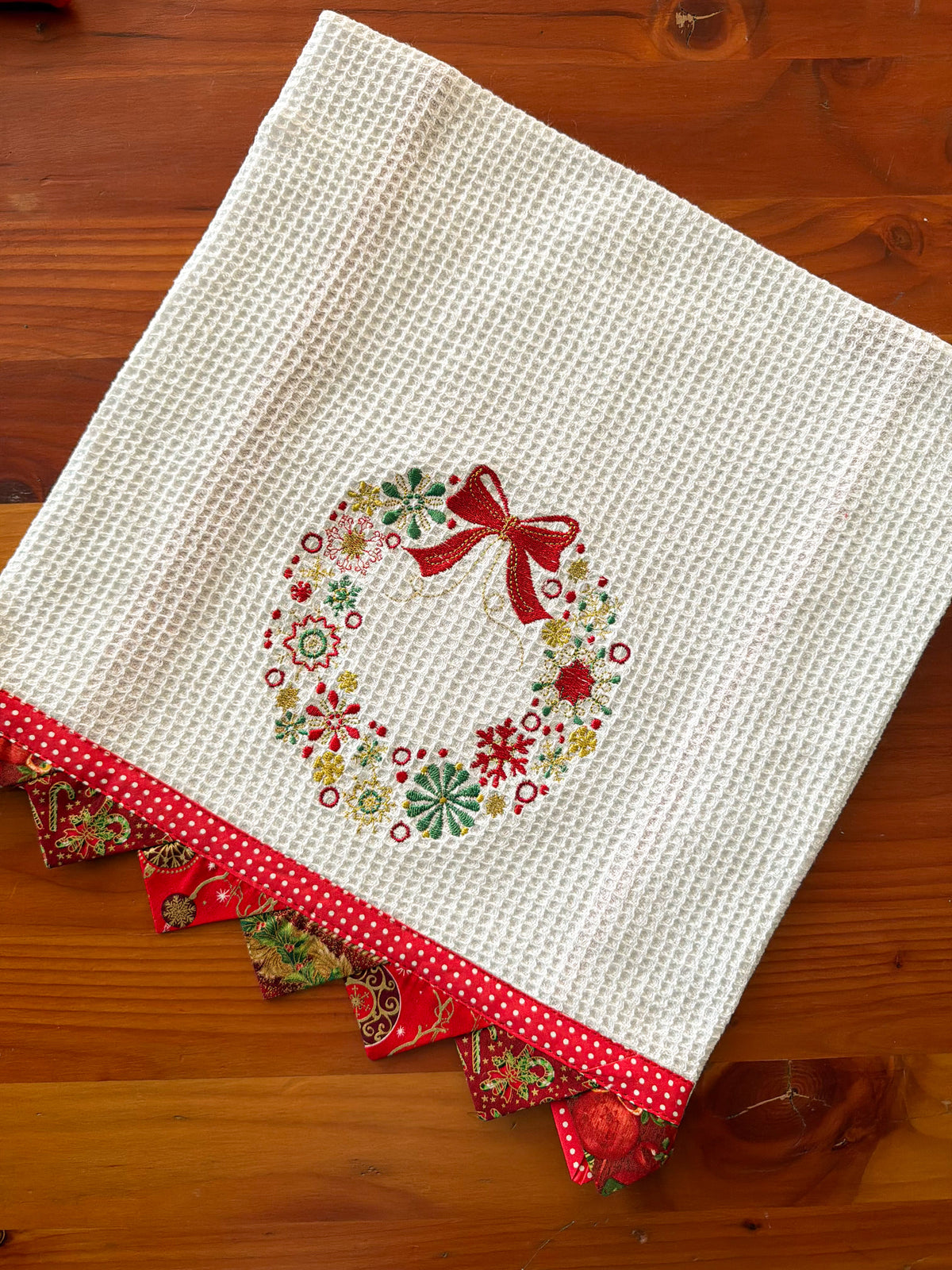 Paño de Cocina Navideño Rojo Bordado bordado navideño Wawa Stage 12