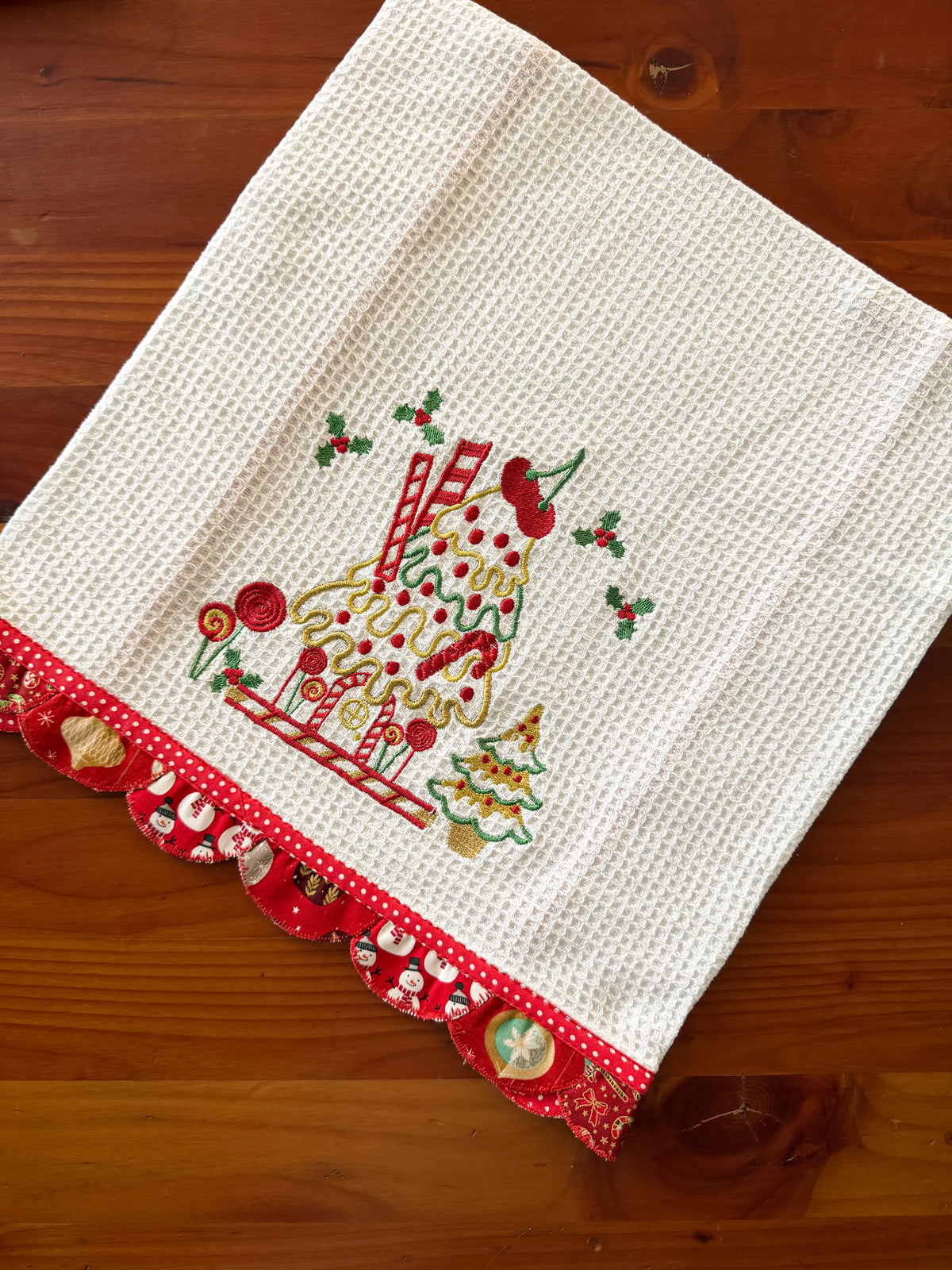 Paño de Cocina Navideño Rojo Bordado bordado navideño Wawa Stage 3
