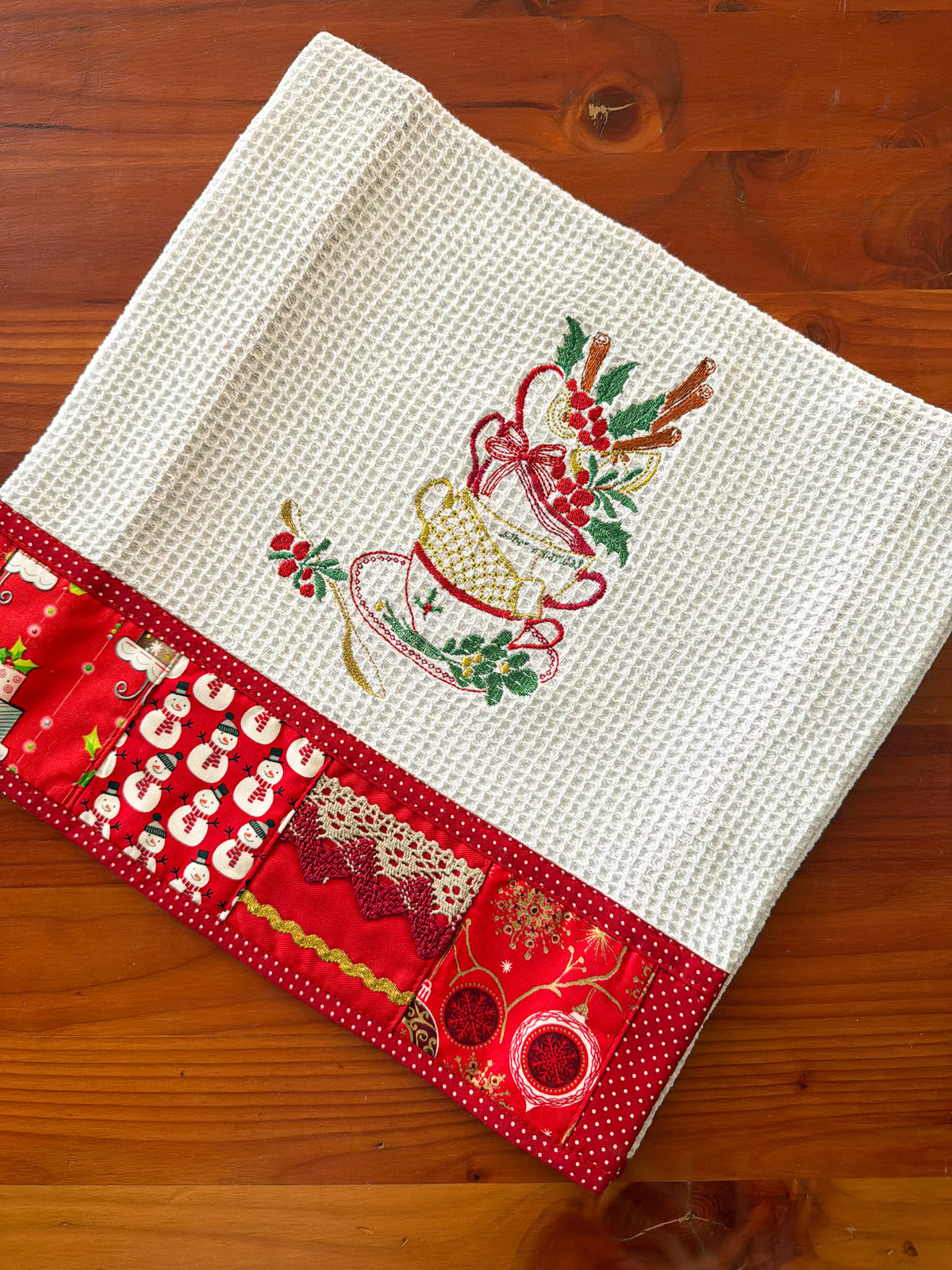 Paño de Cocina Navideño Rojo Bordado bordado navideño Wawa Stage 11