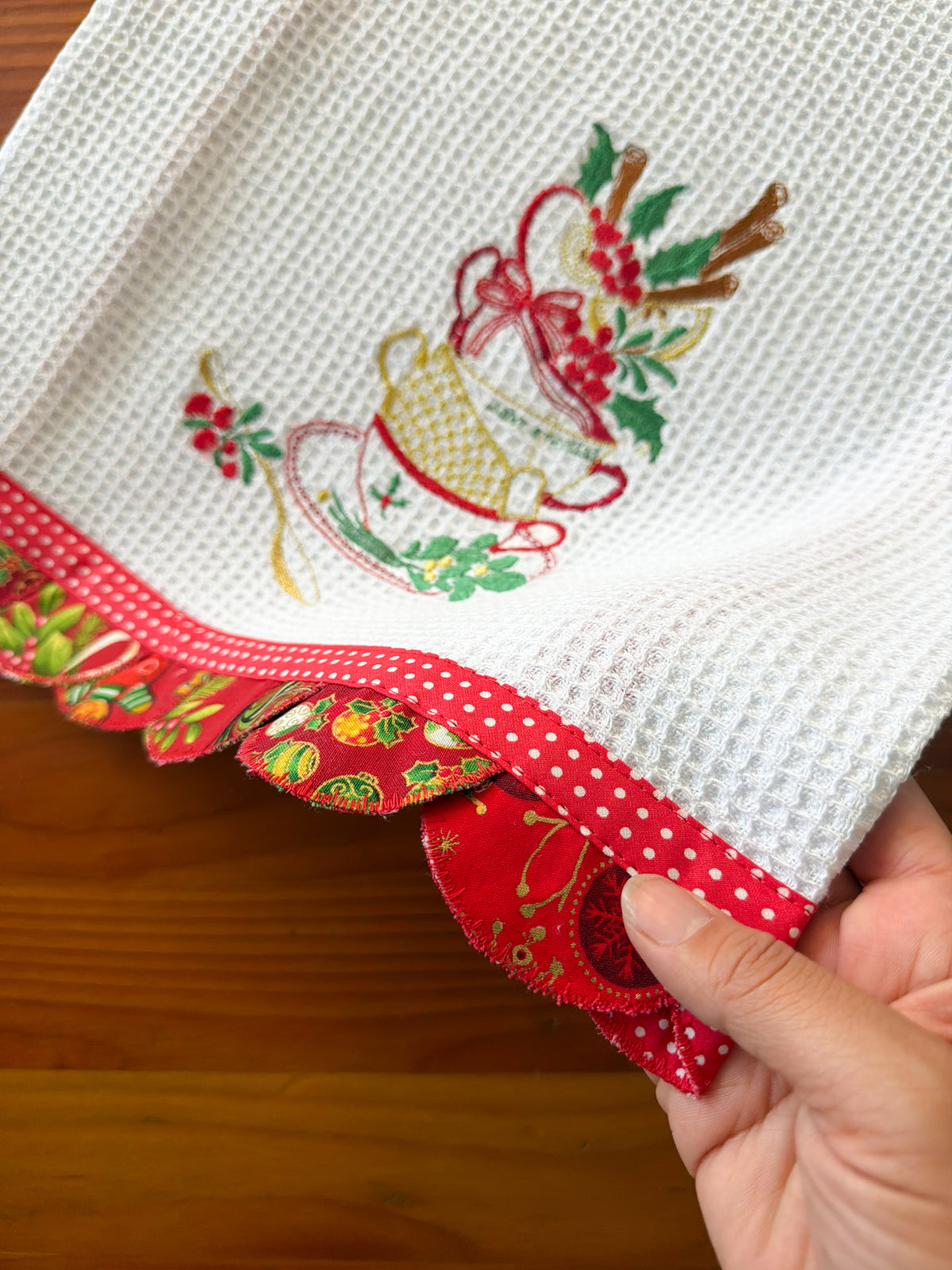 Paño de Cocina Navideño Rojo Bordado bordado navideño Wawa Stage 9