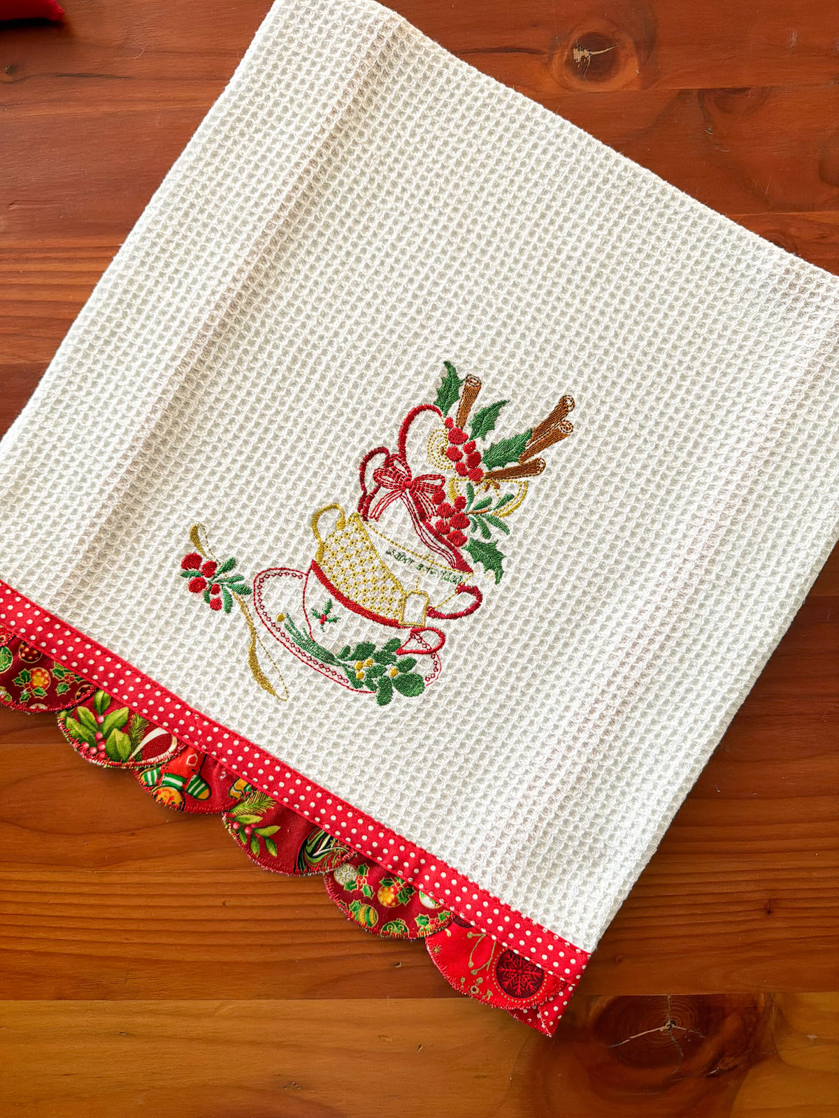 Paño de Cocina Navideño Rojo Bordado bordado navideño Wawa Stage 8